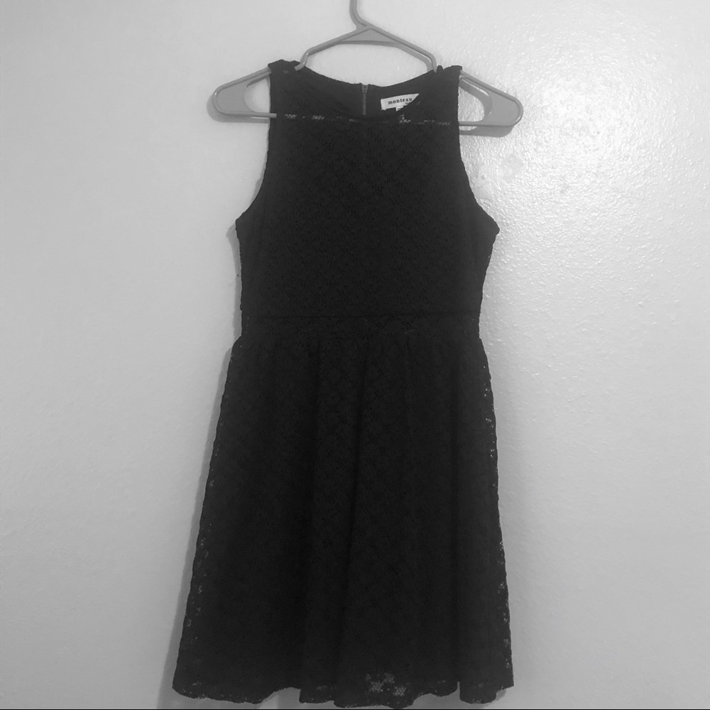 Monteau black lace dress